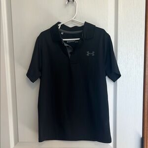 Boys Black Under Armour polo